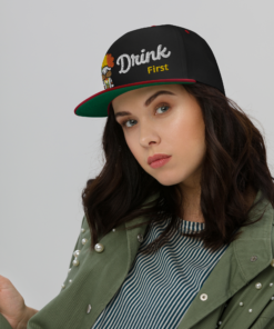 Snax Don Flat Bill Cap - Drink First, Talk Later Design