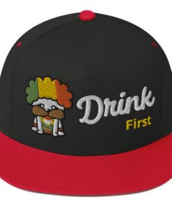 Alternative view of Snax Don Flat Bill Cap - Drink First, Talk Later Design