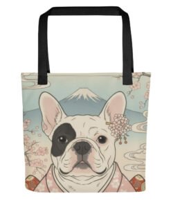Custom eco-friendly Trendy Tote Bag with Japanese style French Bulldog portrait