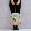 Custom eco-friendly Trendy Tote Bag with Japanese style French Bulldog portrait