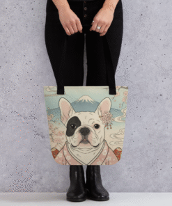 Custom eco-friendly Trendy Tote Bag with Japanese style French Bulldog portrait