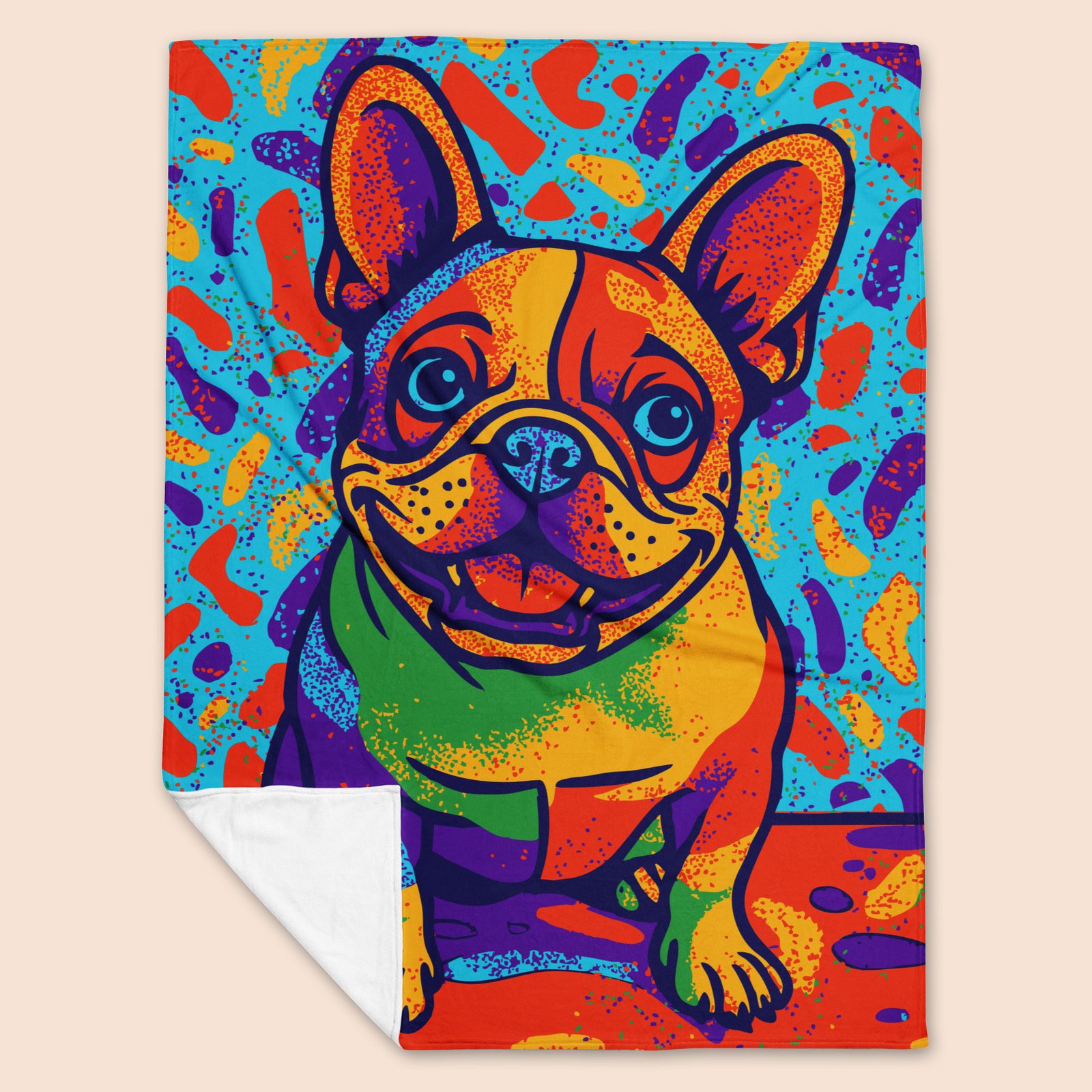 custom silk touch throw blanket with Frenchie Pop Art