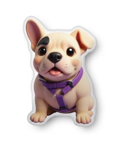 cute custom pet portrait pillow featuring a smiling French Bulldog illustration