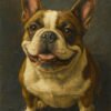 Digital oil painting style custom pet portrait of a French Bulldog with rich painterly textures