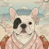 Japanese semi-realistic spring pet portrait, female theme with cherry blossoms
