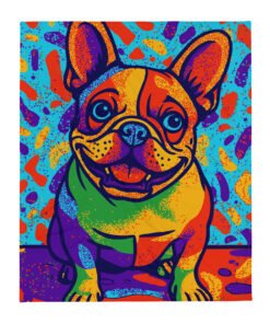 custom silk touch throw blanket with Frenchie Pop Art