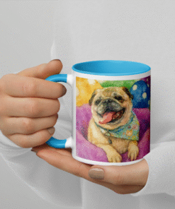 custom pet portrait mug with pet watercolor design