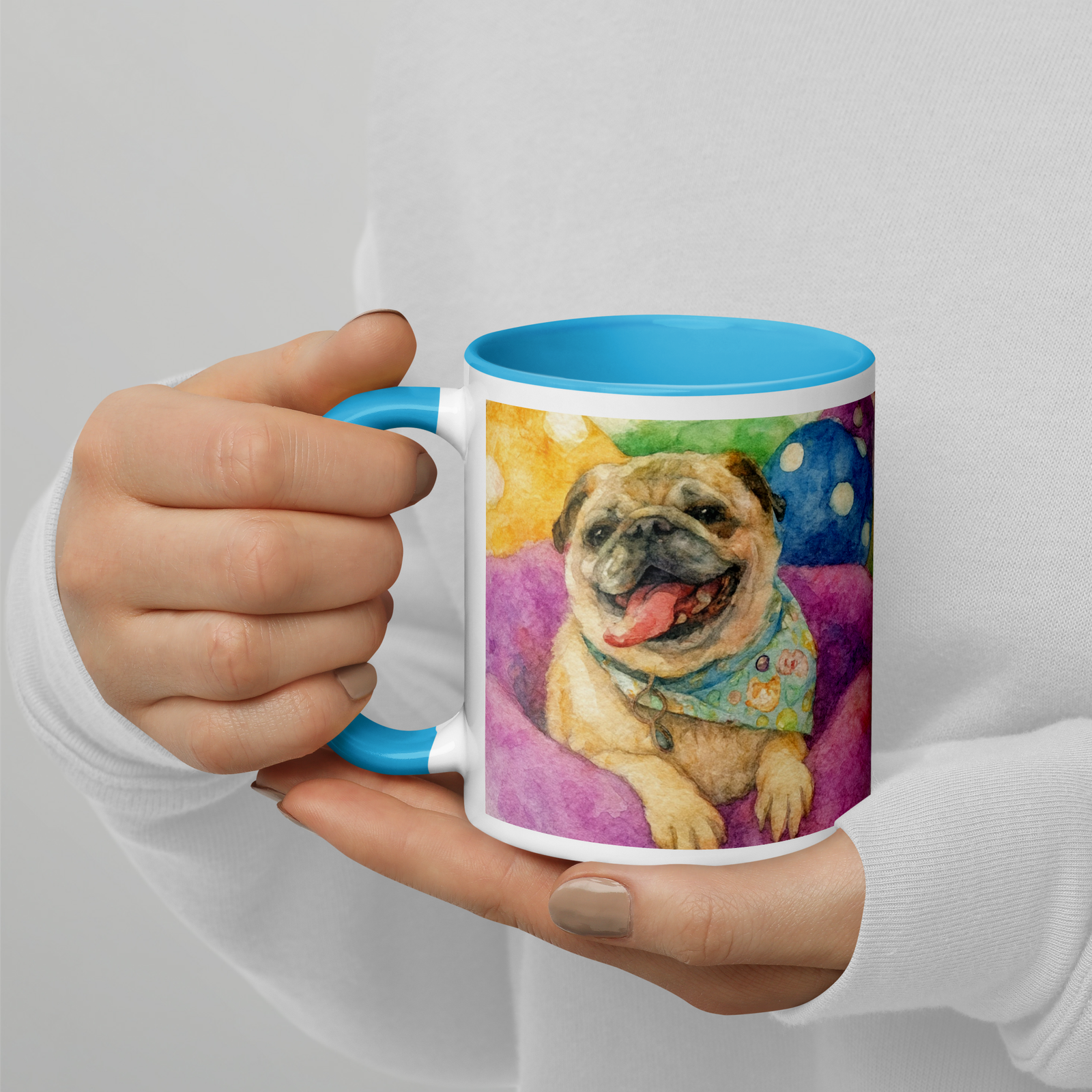 custom pet portrait mug with pet watercolor design