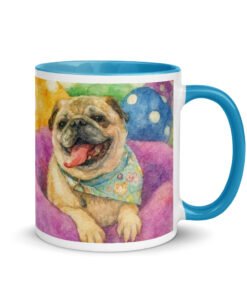 custom pet portrait mug with pet watercolor design