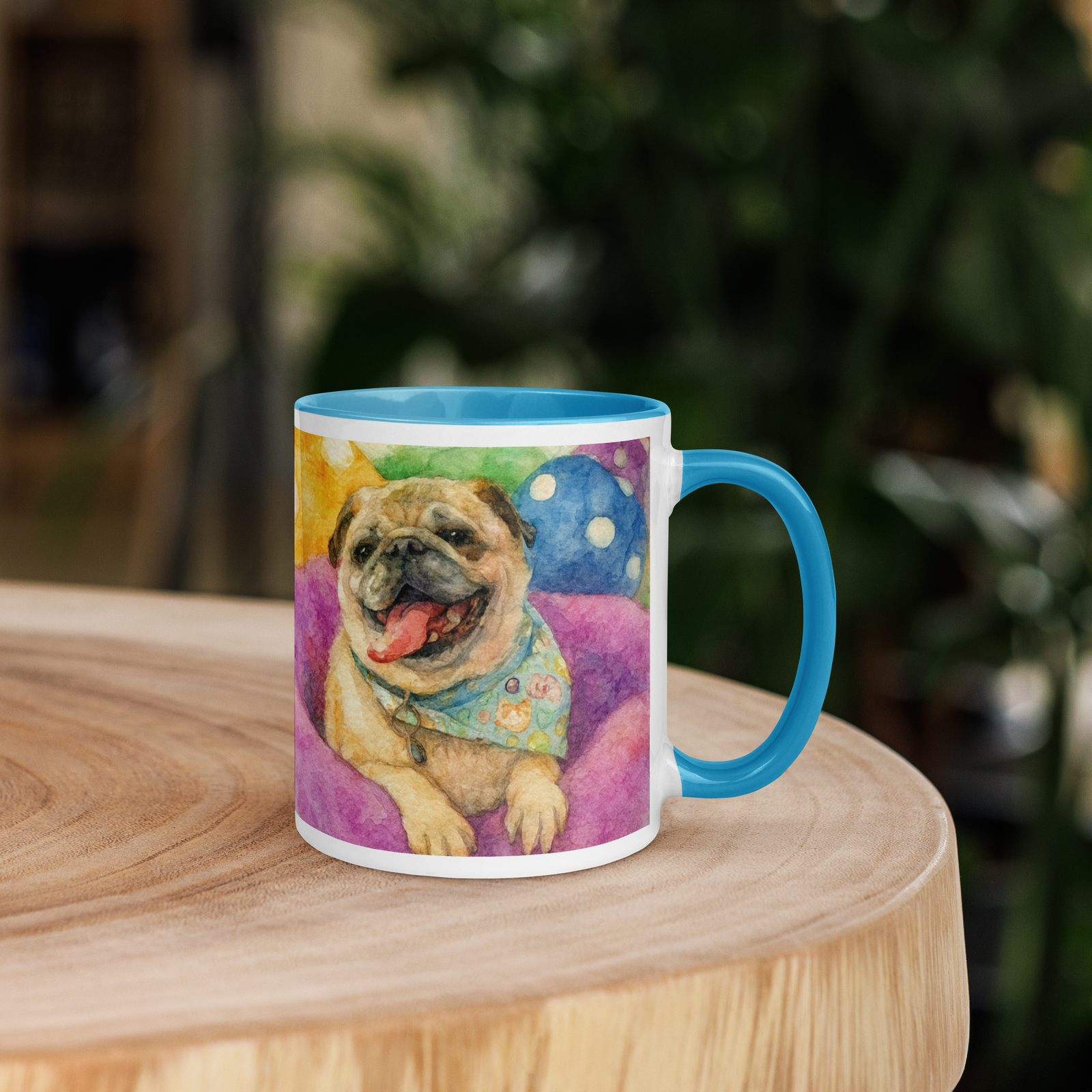 custom pet portrait mug with pet watercolor design