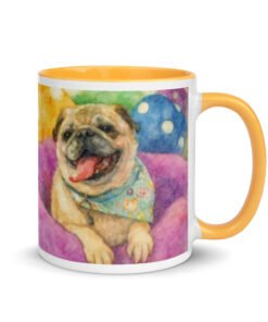 Custom Ceramic Mug 11oz with golden yellow color inside